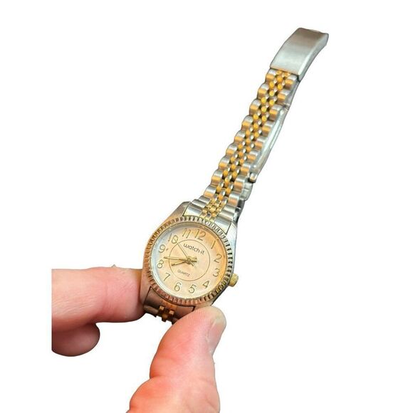 Watch-It Quartz Analog Watch With Two-Tone Stainless Steel Strap Case Diameter 1 - Picture 11 of 12